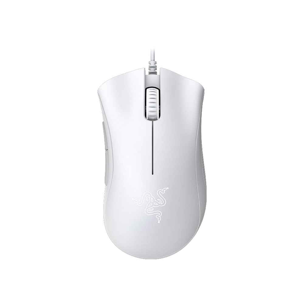 Razer DeathAdder Essential Wired Optical Gaming Mouse – White | 6400 DPI | Single-Color Green Lighting
